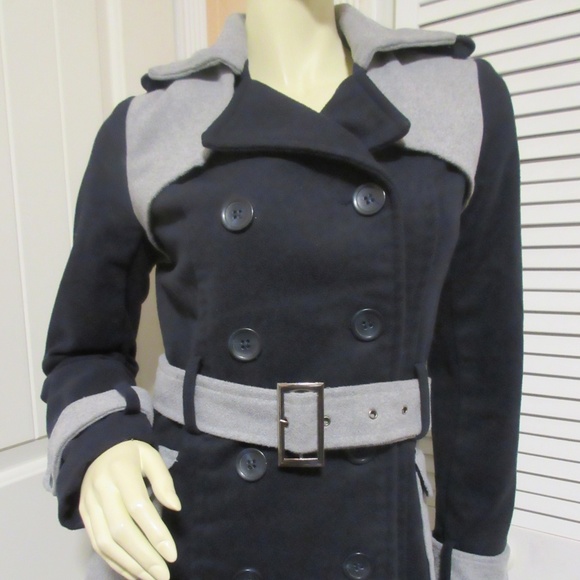 Yoki Womens Peacoat Coat Double-Breasted Jacket S Navy Blue Preppy Academia Chic - Picture 3 of 8